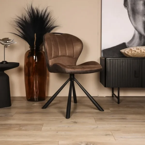 Eetkamerstoel-Esther-Microvezel-Taupe-1-jpg Eetkamerstoel Esther - Taupe - Microvezel