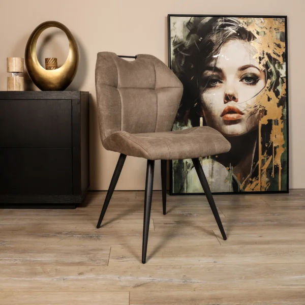 Eetkamerstoel Puck - Microvezel - Taupe