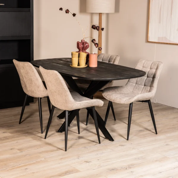 Eettafel Alexander 160 cm + 4x eetkamerstoel Marola