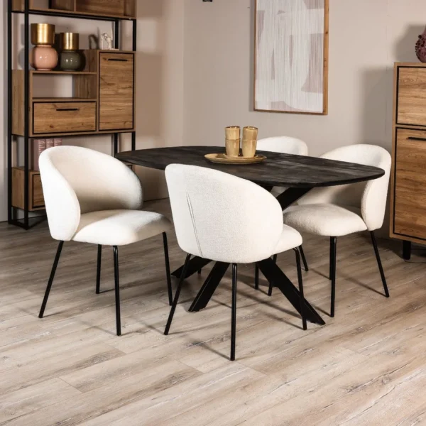 Eettafel Alexander - Zwart + 4x Eetkamerstoel Lianne