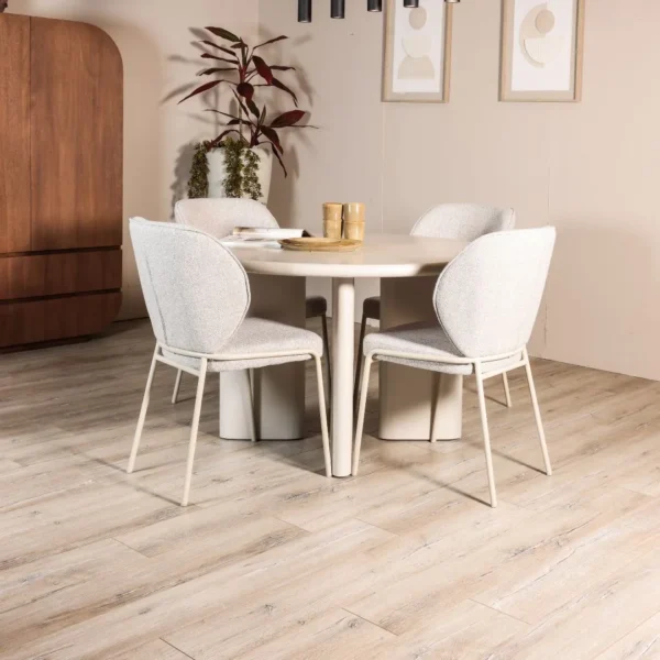 Eettafel Falun + 4x Eetkamerstoel Viora - Naturel