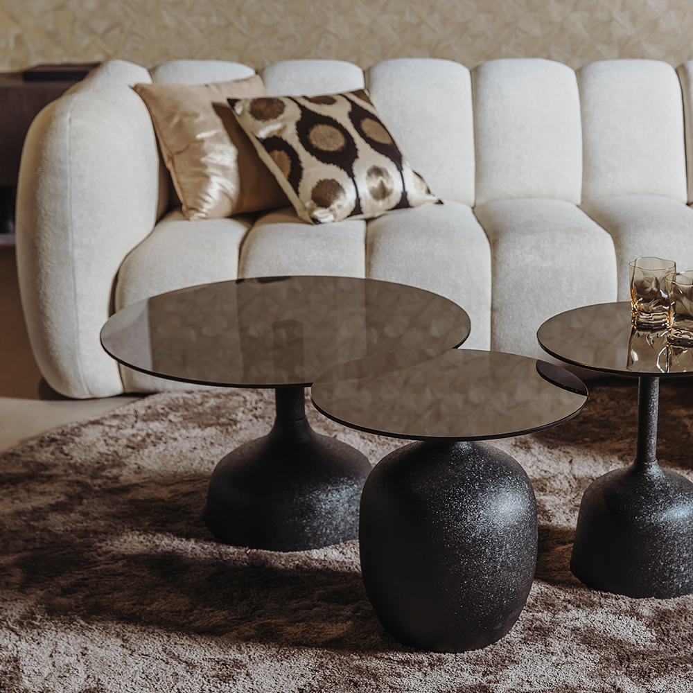 Elba Salontafel glas zwart rond 70 cm - Afbeelding 2