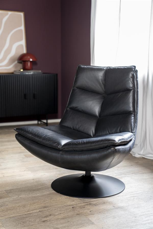 Fauteuil Sven - zwart boho leder - Afbeelding 19