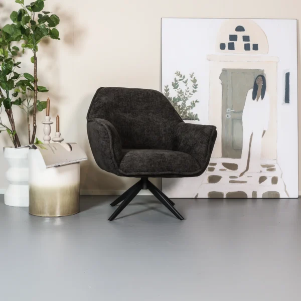Draaifauteuil Jolly - Geweven stof - Antraciet