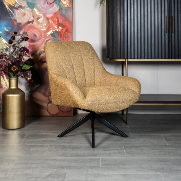 Fauteuil Wesley - Geweven stof - Okergeel