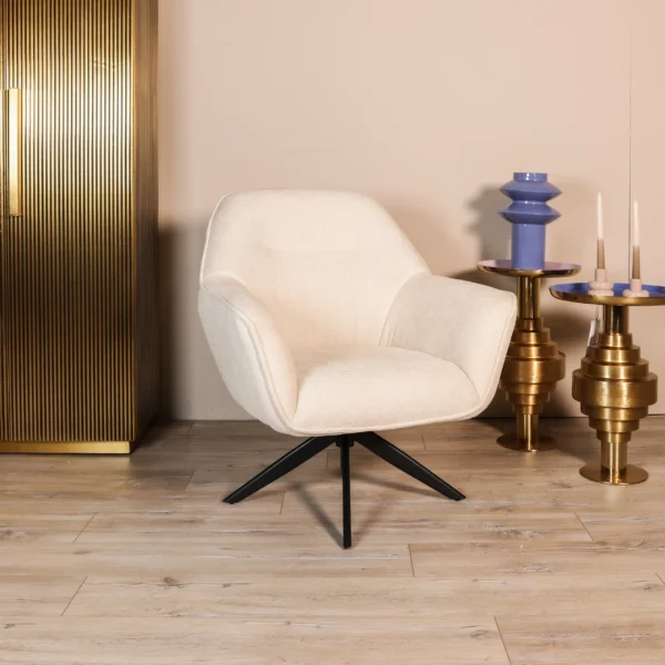 Draaifauteuil Jolly - Geweven stof - Gebroken wit