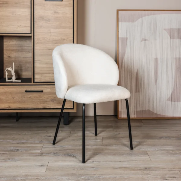 Eetkamerstoel Lianne - Geweven stof - Creme