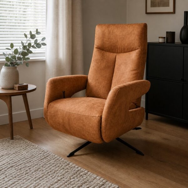 Draai/Relaxfauteuil Dalero - Microvezel - Cognac