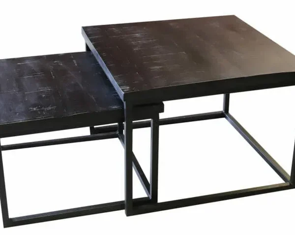 Tweedelige salontafelset Vierkant - Zwart - 60 x 50 cm