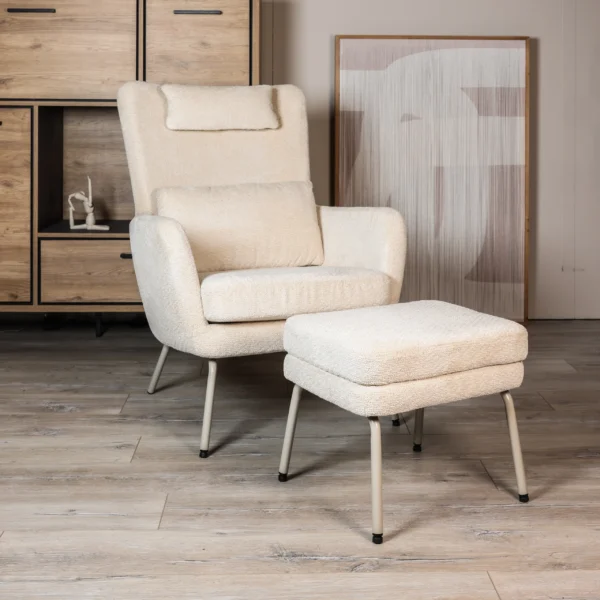 Fauteuil Veron met Voetenbank - Creme