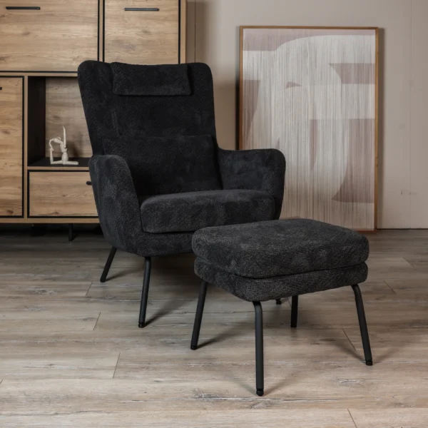 Fauteuil Veron met Voetenbank - Antraciet