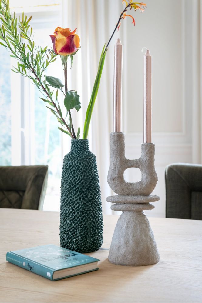 June kandelaar H32cm - Cremekleurig - Afbeelding 8