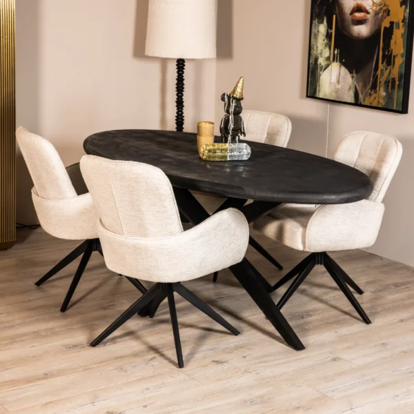 Eetkamertafel Arbus - Ovaal - Mangohout - Zwart