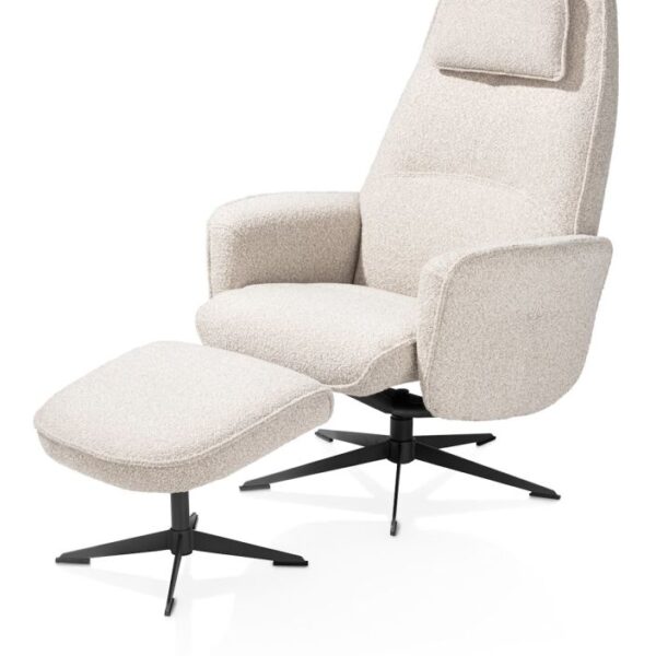 Andalucia, relax-fauteuil met poef - grafiet poot - stof Cloudy (knock down)