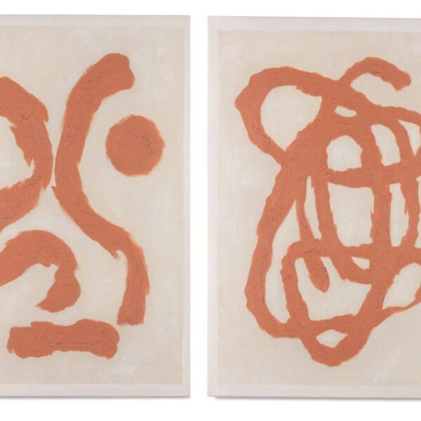image Organic Abstract set van 2 schilderijen 70x100cm - Oranje