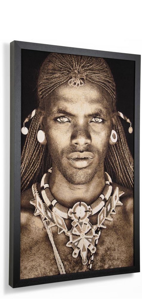 Samburu Warrior schilderij 75x125cm - Multikleur - Afbeelding 2