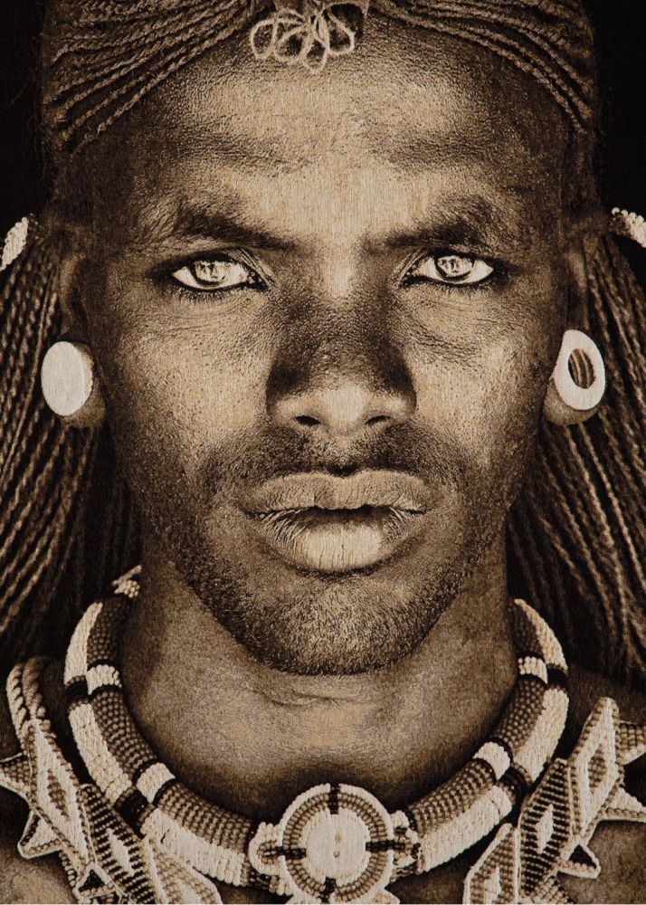 Samburu Warrior schilderij 75x125cm - Multikleur - Afbeelding 4