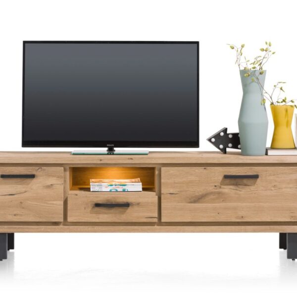 Brooklyn, lowboard 210 cm - 1-lade + 2-kleppen + 1-niche (+ LED)