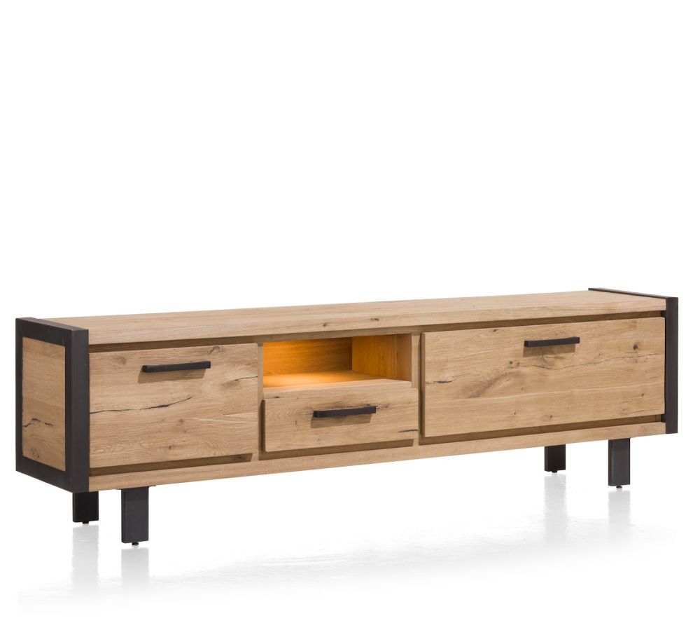 Brooklyn, lowboard 210 cm - 1-lade + 2-kleppen + 1-niche (+ LED) - Afbeelding 2