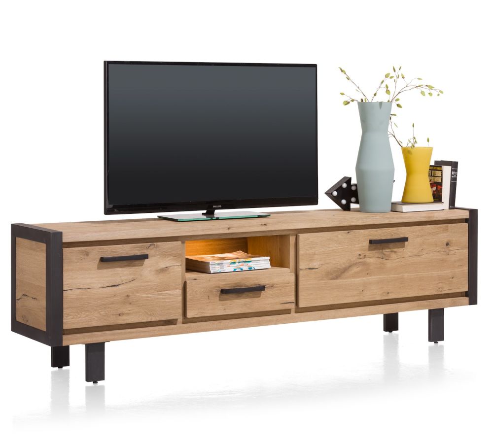 Brooklyn, lowboard 210 cm - 1-lade + 2-kleppen + 1-niche (+ LED) - Afbeelding 3