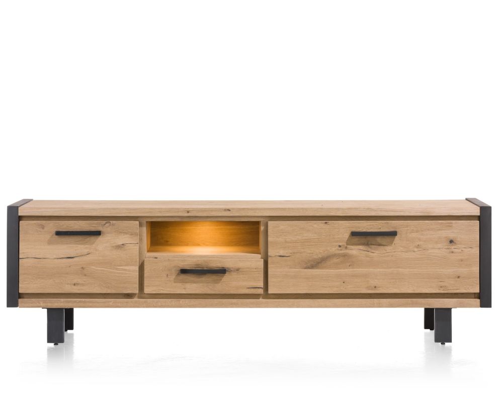 Brooklyn, lowboard 210 cm - 1-lade + 2-kleppen + 1-niche (+ LED) - Afbeelding 4