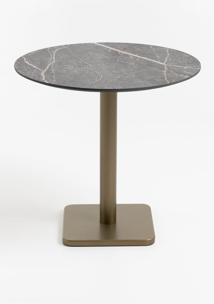Brest bistrotafel marble light grey D80cm