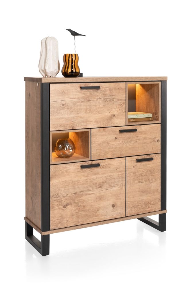 Perth, highboard 120 cm - 2-deuren + 1-lade + 1-klep + 2-niches (+ LED) - Afbeelding 2