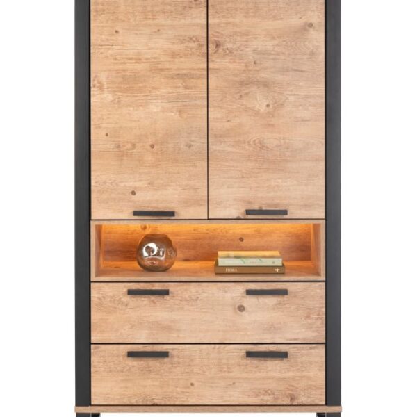 image Perth, bergkast 200 cm - 2-deuren + 2-laden + 1-niche (+ LED)
