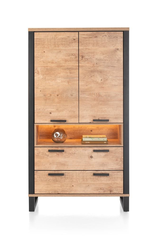 Perth, bergkast 200 cm - 2-deuren + 2-laden + 1-niche (+ LED)