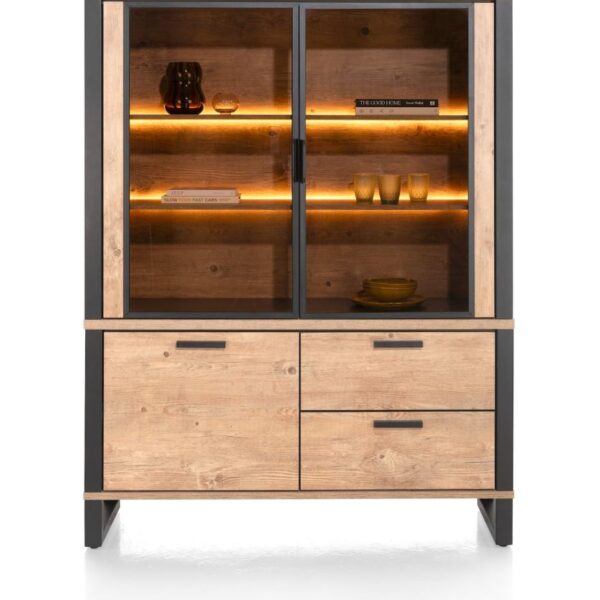 Perth, buffet 150 cm - 2-glasdeuren + 1-deur + 2-laden (+ LED)