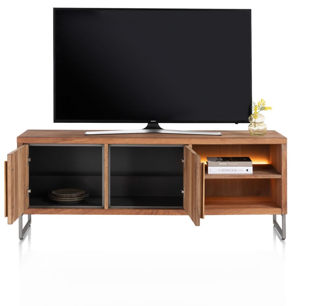 Everest, lowboard 160 cm - 2-deuren + 2-niches (+ LED) - Afbeelding 3