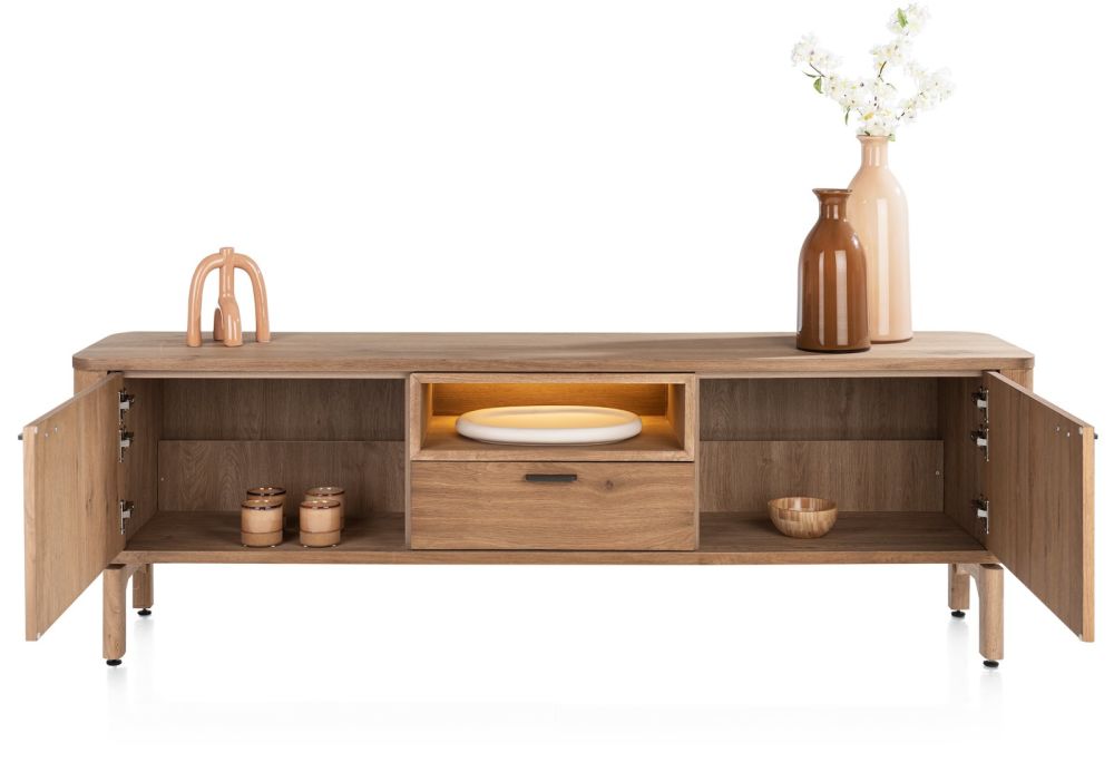 Zade, lowboard 170 cm - 2-deuren + 1-lade + 1-niche (+ LED) - Afbeelding 2