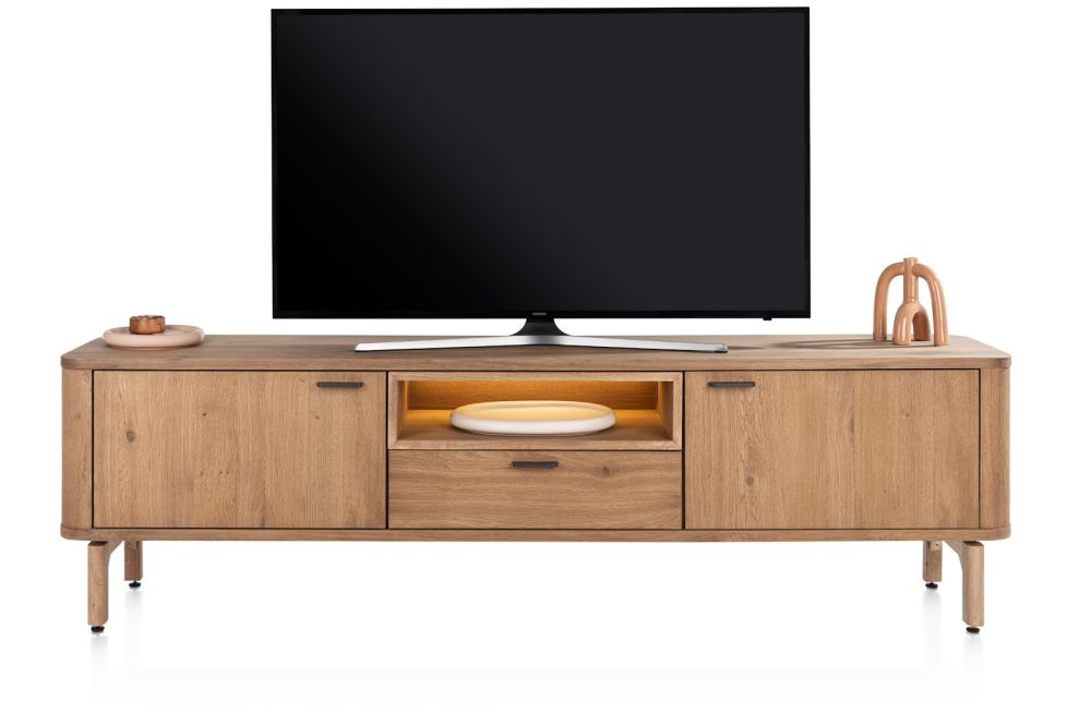 Zade, lowboard 210 cm - 2-deuren + 1-lade + 1-niche (+ LED)