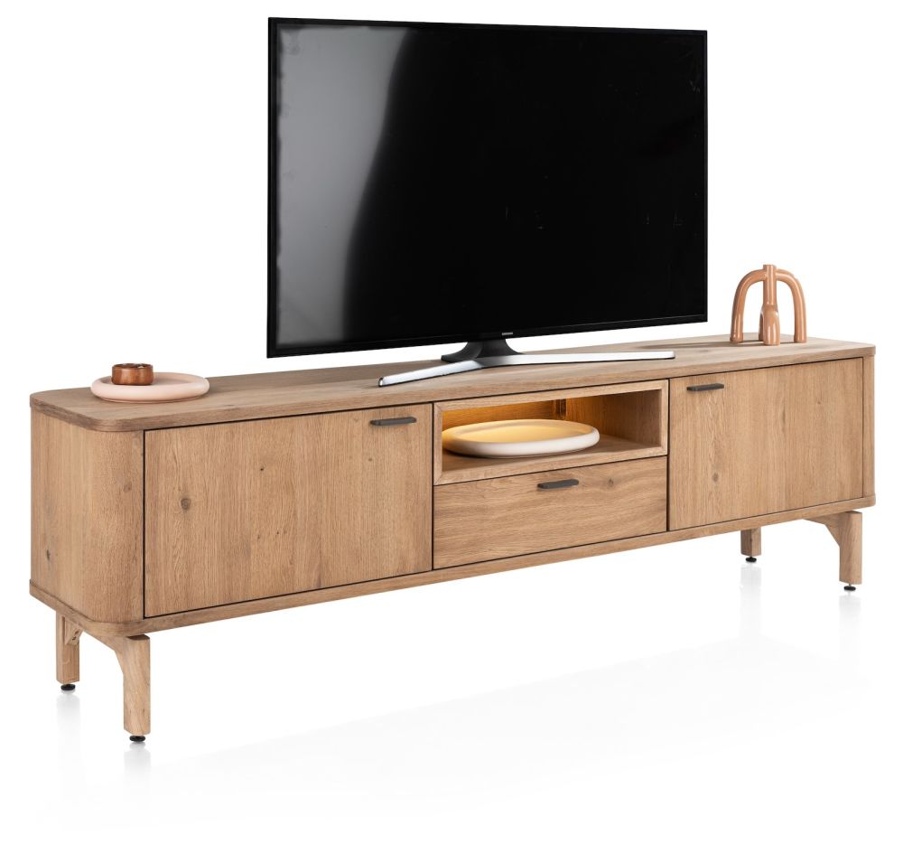 Zade, lowboard 210 cm - 2-deuren + 1-lade + 1-niche (+ LED) - Afbeelding 2