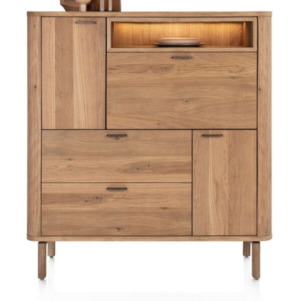 image Zade, highboard 125 cm - 2-deuren + 2-laden + 1-klep + 1-niche (+ LED)