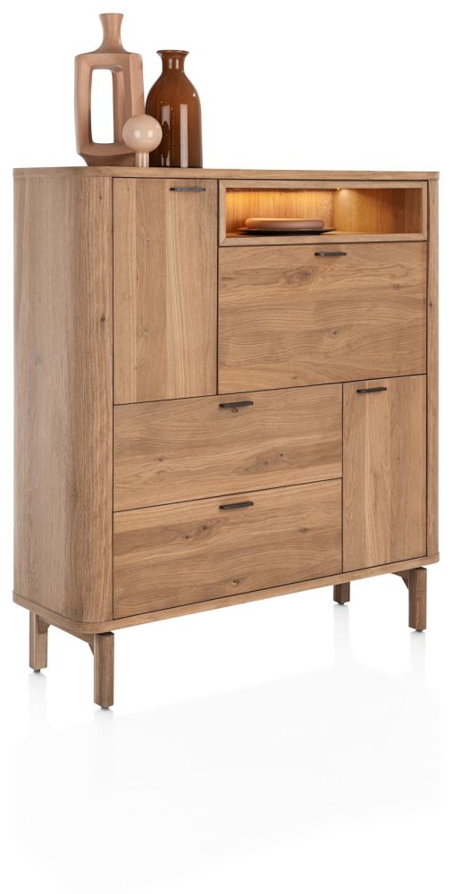 Zade, highboard 125 cm - 2-deuren + 2-laden + 1-klep + 1-niche (+ LED) - Afbeelding 2