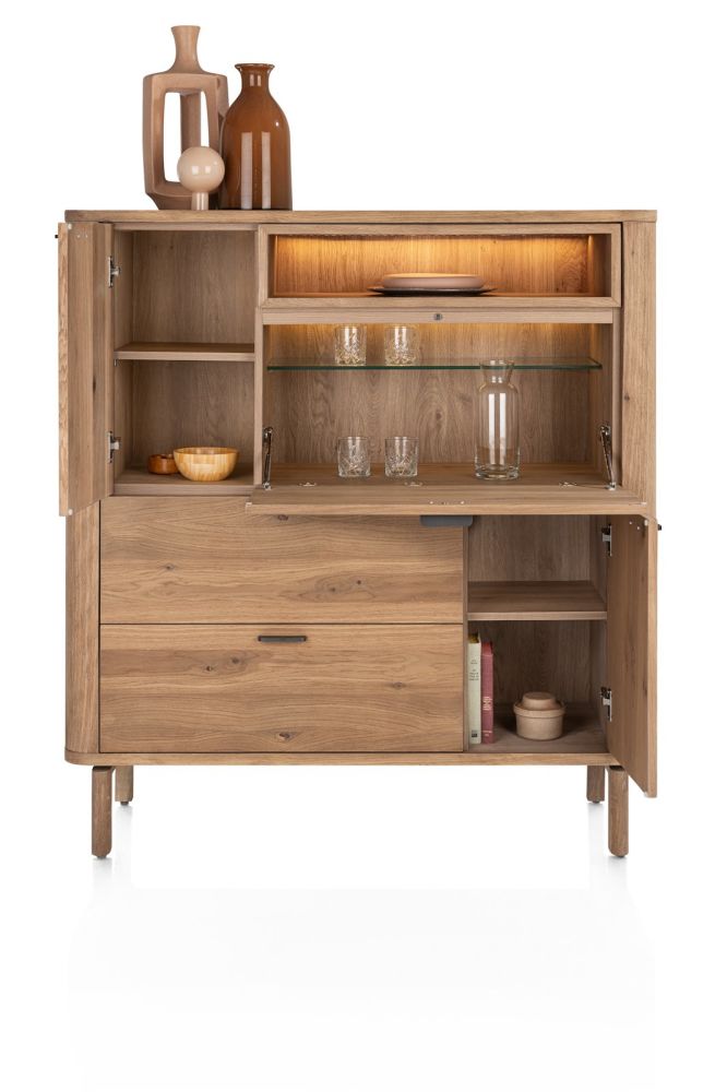 Zade, highboard 125 cm - 2-deuren + 2-laden + 1-klep + 1-niche (+ LED) - Afbeelding 3