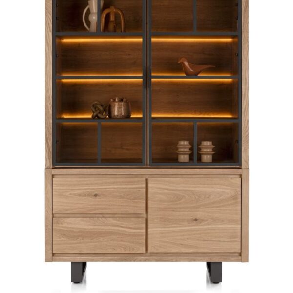 image Bonaire, buffetkast 140 cm - 2-glasdeuren + 1-deur + 2-laden