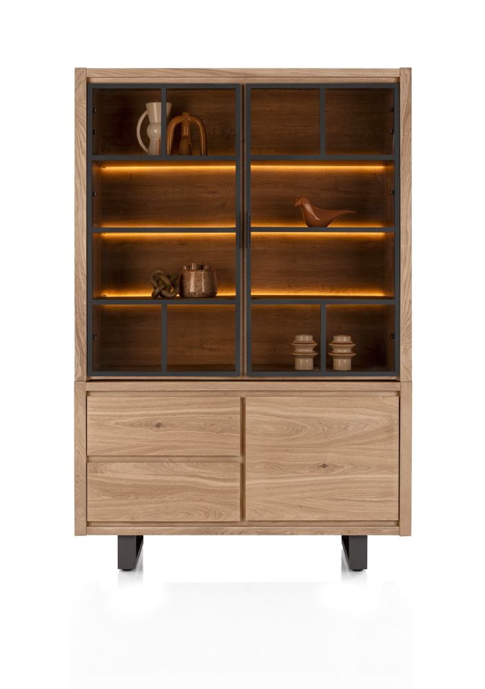Bonaire, buffetkast 140 cm - 2-glasdeuren + 1-deur + 2-laden