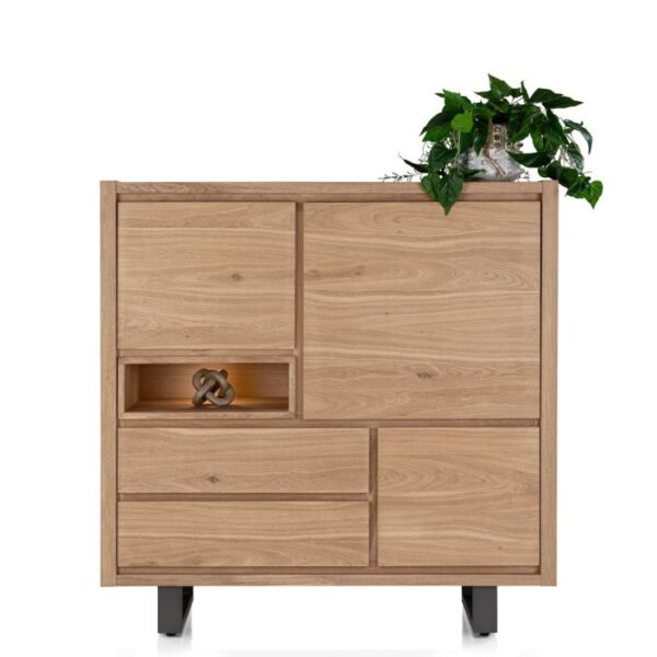 image Bonaire, highboard 140 cm - 3-deuren + 2-laden + 1-niche (+ LED)