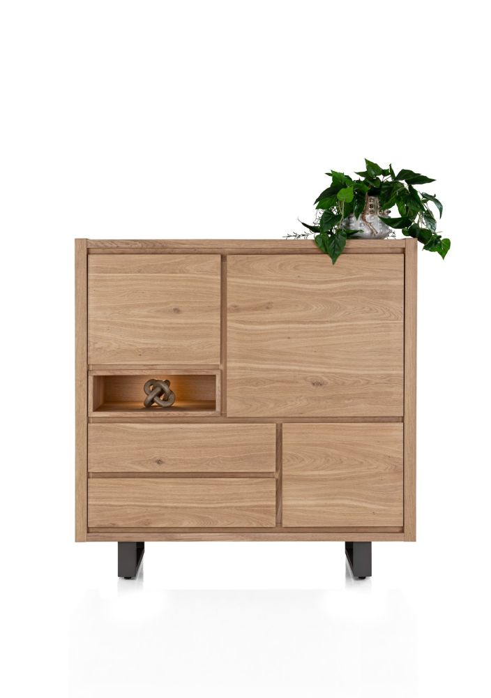 Bonaire, highboard 140 cm - 3-deuren + 2-laden + 1-niche (+ LED)