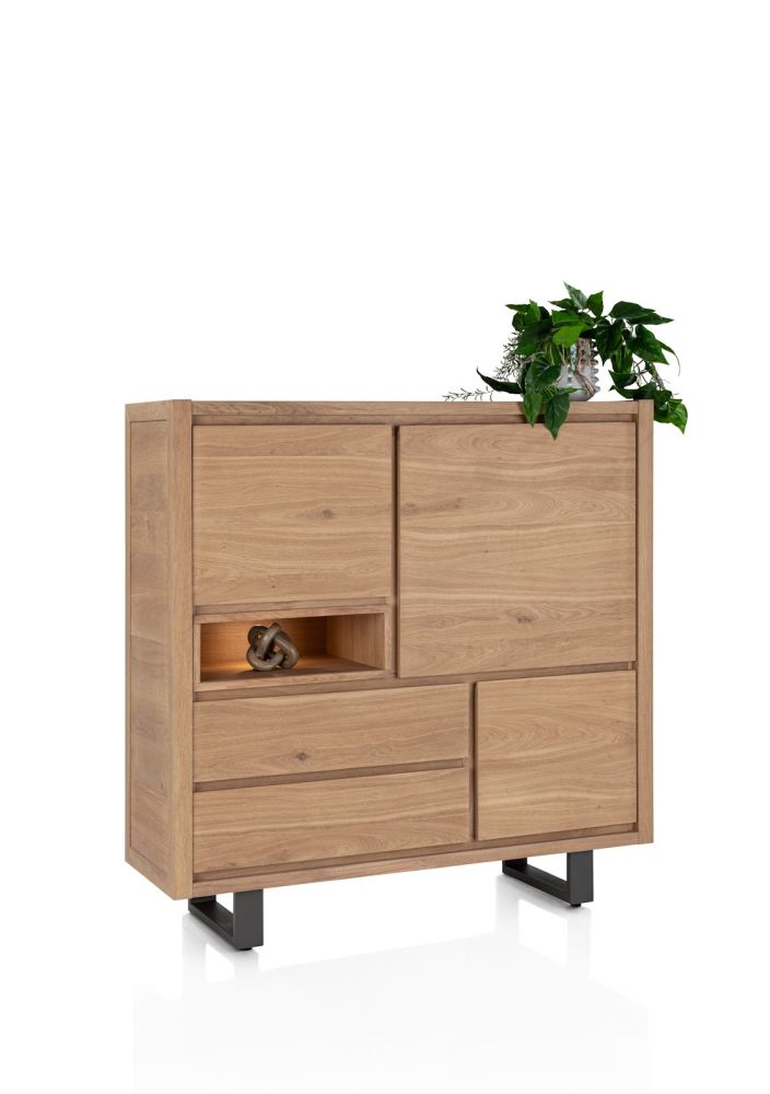 Bonaire, highboard 140 cm - 3-deuren + 2-laden + 1-niche (+ LED) - Afbeelding 2