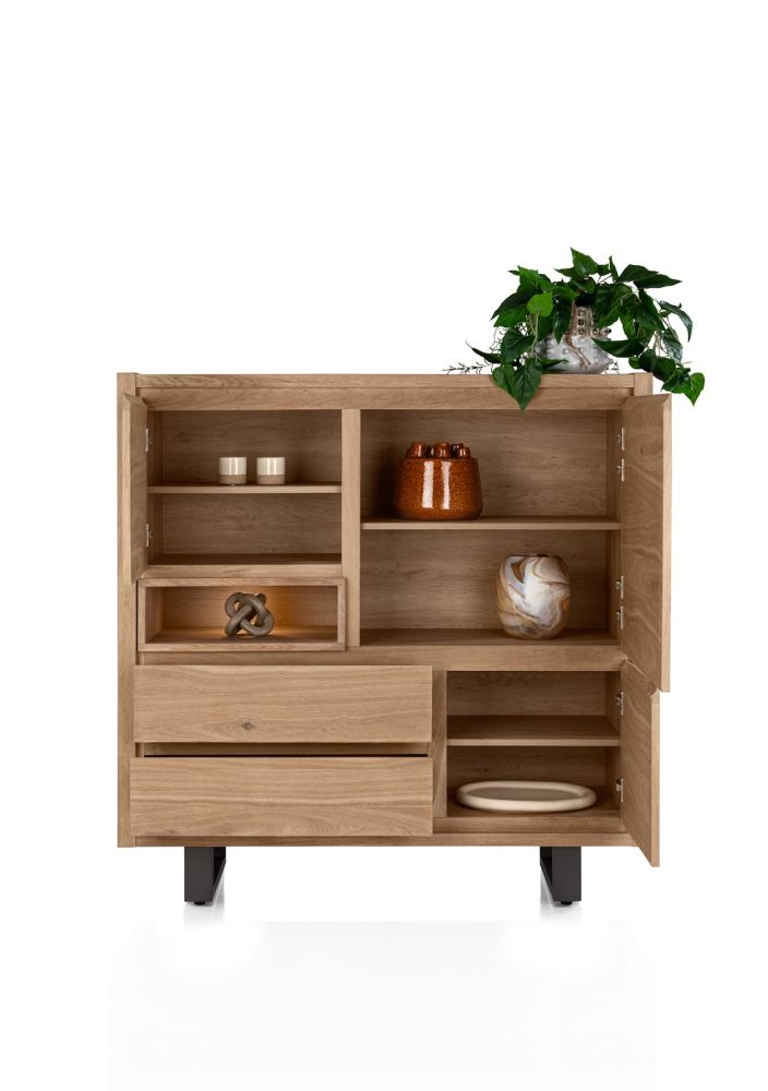 Bonaire, highboard 140 cm - 3-deuren + 2-laden + 1-niche (+ LED) - Afbeelding 3