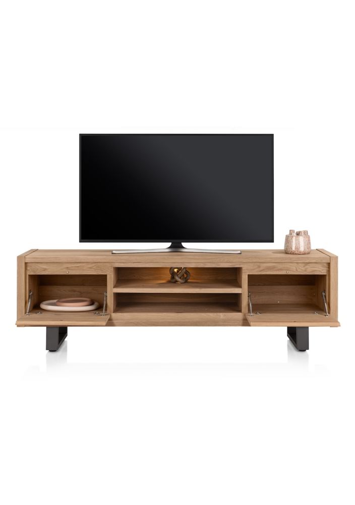 Bonaire, lowboard 200 cm - 2-kleppen + 2-niches (+ LED) - Afbeelding 3