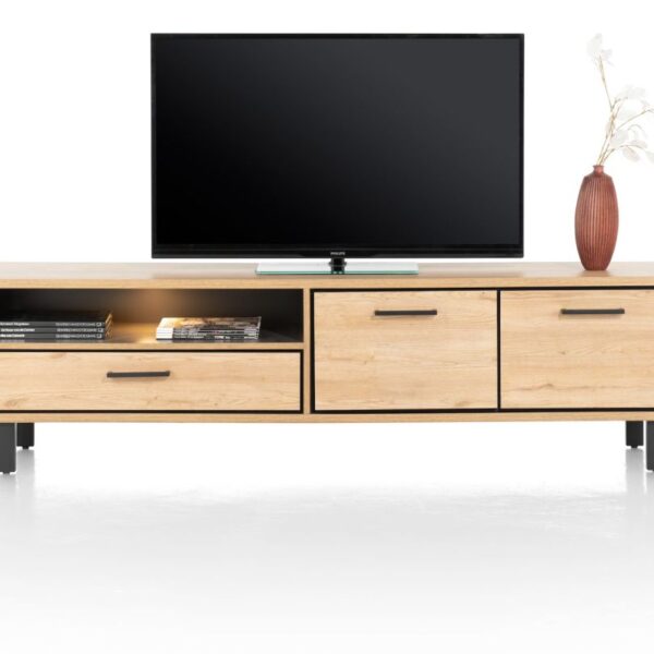 Ostrava, lowboard 200 cm - 2-deuren + 1-lade + 1-niche (+ LED)