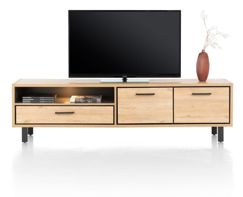 Ostrava, lowboard 200 cm - 2-deuren + 1-lade + 1-niche (+ LED)