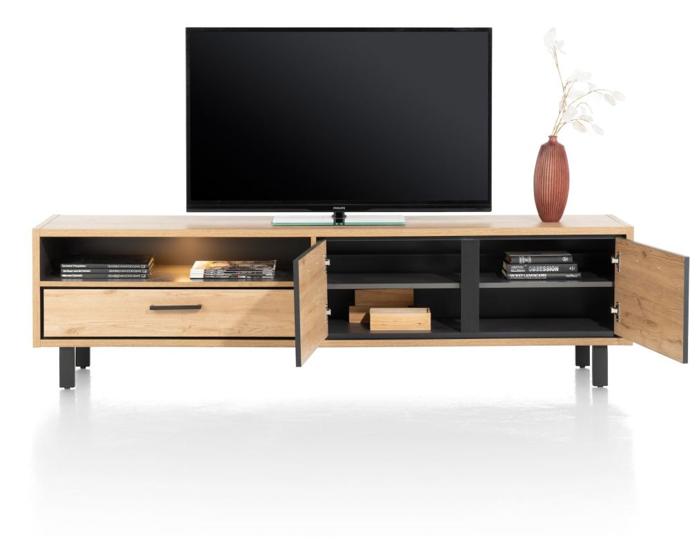 Ostrava, lowboard 200 cm - 2-deuren + 1-lade + 1-niche (+ LED) - Afbeelding 3