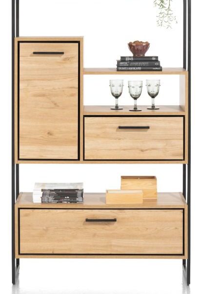Ostrava, roomdivider 100cm - 1-deur aan beide zijden + 2-laden T&T + 5-niches