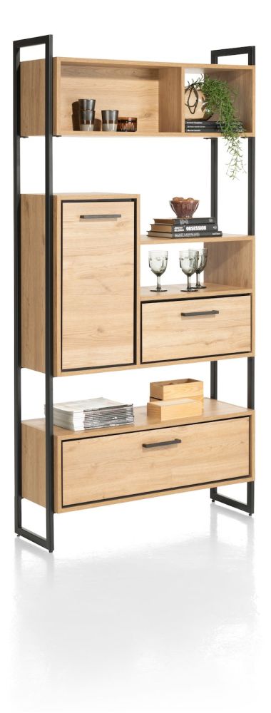 Ostrava, roomdivider 100cm - 1-deur aan beide zijden + 2-laden T&T + 5-niches - Afbeelding 2