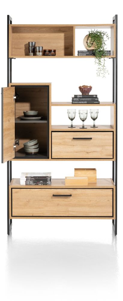 Ostrava, roomdivider 100cm - 1-deur aan beide zijden + 2-laden T&T + 5-niches - Afbeelding 3